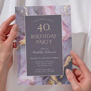 Elegant Agate 40th Birthday Party Invitation