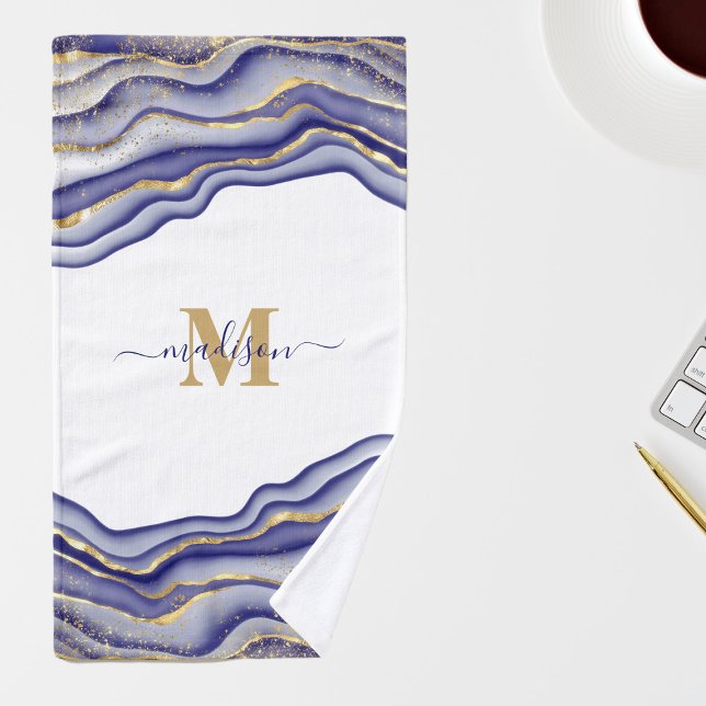 Élégant Agate en marbre violet Monogramme (Créateur téléchargé)