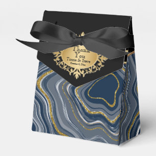 Elegant Agate Marble with Grey Blue and Gold Favor Box
