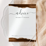 Elegant Agate Mocha Brown Gold Wedding Advice Card<br><div class="desc">This elegant design features top and bottom borders of mocha brown watercolor agate trimmed with gold faux glitter. The word "advice" appears in handwriting calligraphy script with flourishes at the beginning and end. Personalize with the names of the newlyweds in charcoal gray copperplate font. A line at the bottom provides...</div>