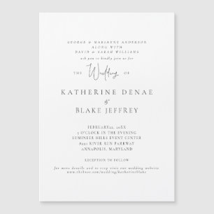 Élégant aimant de Faire-part de mariage blanc de g