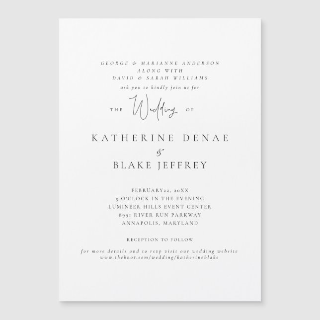 Élégant aimant de Faire-part de mariage blanc de g (Devant)