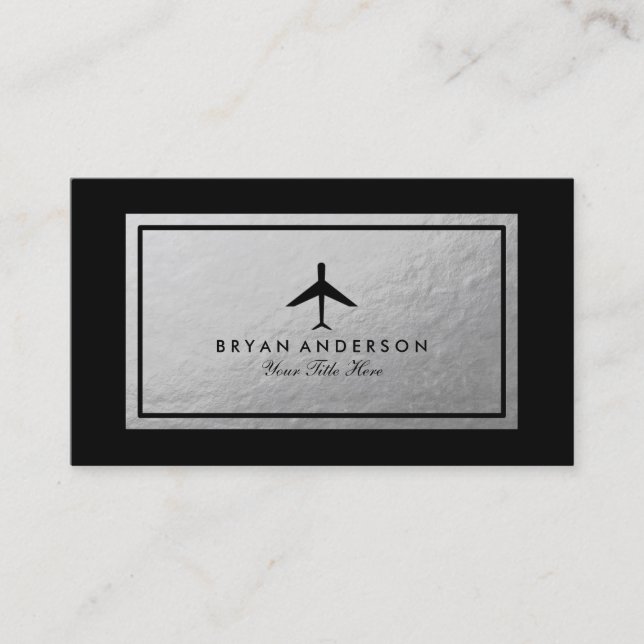 Elegant Airplane Business Card (Front)