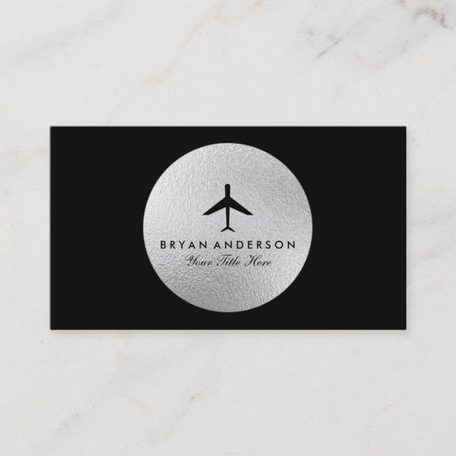 Elegant Airplane Business Card (Front)
