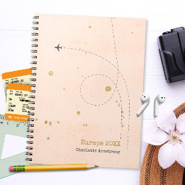 Elegant Airplane Name Soft Pink Gold Travel Notebook