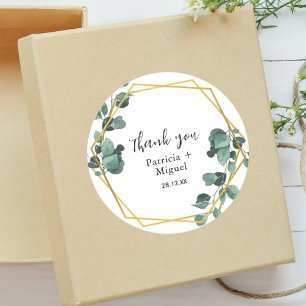 Elegant Airy Greenery Eucalyptus Wedding Thank You Classic Round Sticker