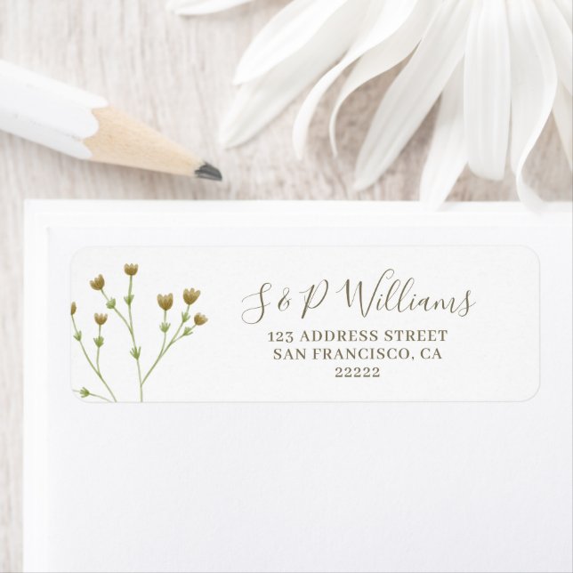 Elegant Airy Simple Fleur sauvage Adresse de retou (En situation)