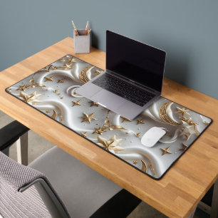 Elegant Alabaster White Celestial Moon Desk Mat