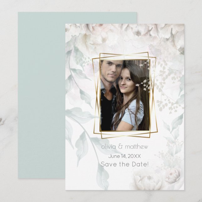 Elegant Alabaster White Peonies Invitation (Front/Back)