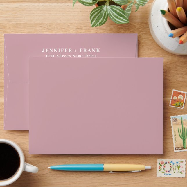 Elegant Alcohol Ink Gold Blush Blue Watercolor Envelope (Desk)