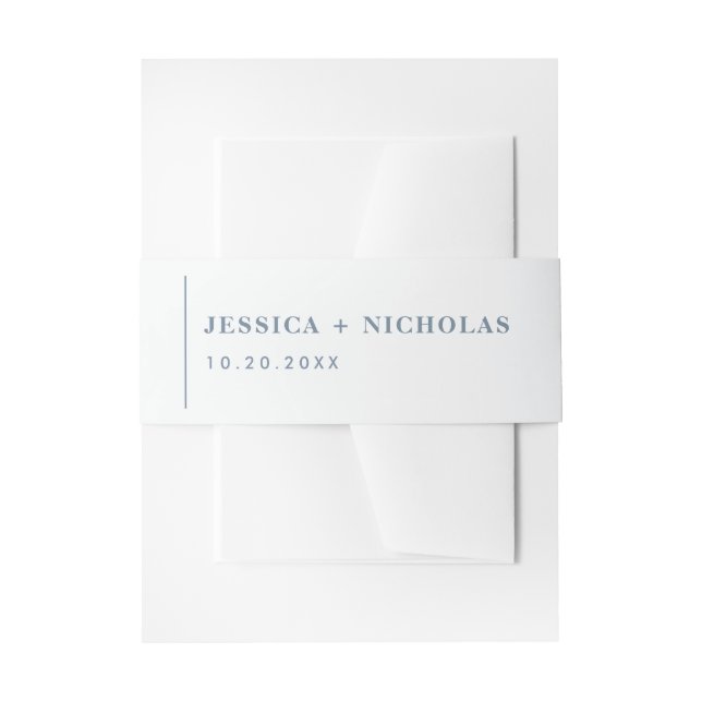 Elegant Alice Blue Modern Minimalist Wedding Invitation Belly Band (Front Example)