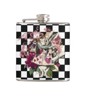 Elegant Alice in Wonderland Rabbit Hip Flask