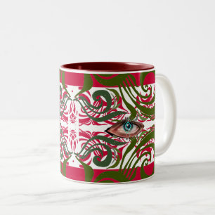 Elegant Alien Pattern Blue Eyed Two-Tone Coffee Mug