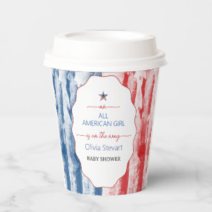 Elegant All American Girl 4th July Baby Shower Paper Cups