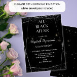 Elegant All Black Affair 30th Birthday Celebration Invitation<br><div class="desc">Introducing our Elegant All Black Affair 30th Birthday Celebration Invitation, a sophisticated and stylish way to announce your milestone birthday event. Designed with a sleek black theme, this invitation sets the tone for a glamourous and memorable evening. The details of the event are elegantly displayed beneath the header, with a...</div>