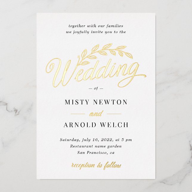 Elegant All in One Gold Foil Hand Lettered Script  (Front)