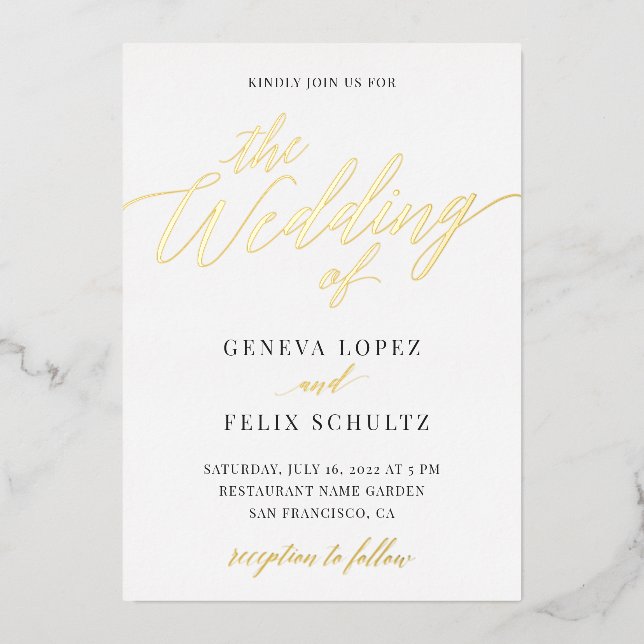 Elegant All in One Gold Foil Hand Lettered Script  (Front)