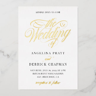 Elegant All in One Simple Calligraphy Wedding Gold