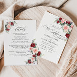 Elegant All In One Watercolor Floral Wedding Invitation<br><div class="desc">This elegant Romantic Blooms collection features watercolor burgundy and blush florals with greenery leaves paired with a classy serif & delicate sans font in black,  with an option to include additional details on the back. Matching items available.</div>
