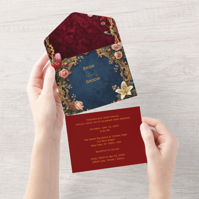 Elegant All In One Wedding Invitation (Tearaway)