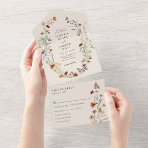Elegant All in One Wedding Invite