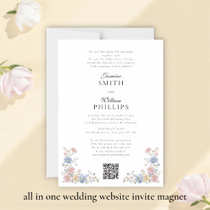 Elegant all in one wedding website invite Magnet