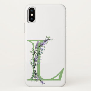 Elegant alphabet letter L Lavender Eucalyptus Case-Mate iPhone Case