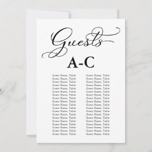 Elegant Alphabetical Wedding Guest Seating Chart Invitation
