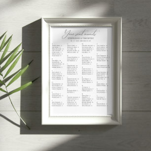 Elegant Alphabetical Wedding Seating Chart Poster