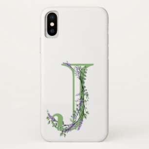 Elegant alphetbet letter J Lavender Eucalyptus Case-Mate iPhone Case