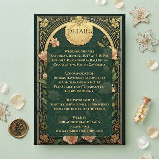 Elegant Alphonse Mucha Art Nouveau Wedding Custom Enclosure Card
