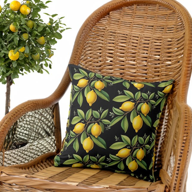 Elegant Amalfi Lemons on a Branch Throw Pillow (Creator Uploaded)