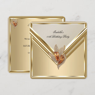 Elegant Amber Caramel Beige Gold Birthday Party Invitation