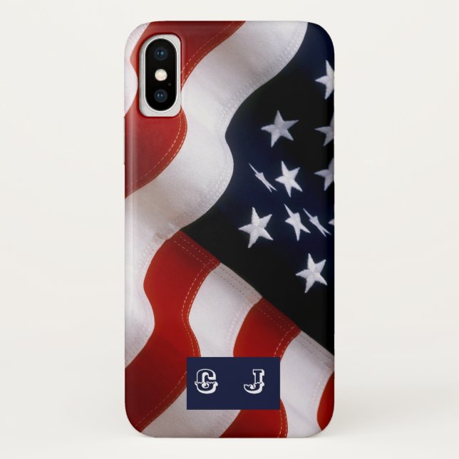 Elegant American Flag iPhone Custom Monogram Case-Mate iPhone Case (Back)