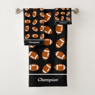 Elegant American Football on Black Bath Towel Set