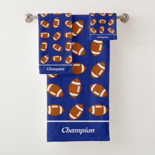 Elegant American Football on Blue Bath Towel Set