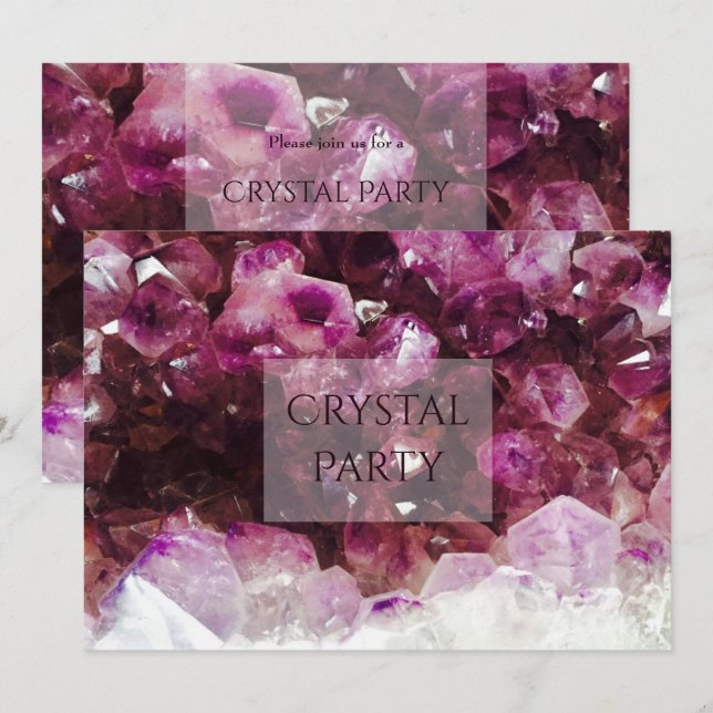 Elegant Amethyst Crystal Party Invitation (Front/Back)