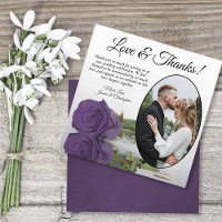 Elegant Amethyst Purple Rose Oval Photo Wedding