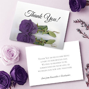 Elegant Amethyst Purple Rose Simple Wedding Thank You Card