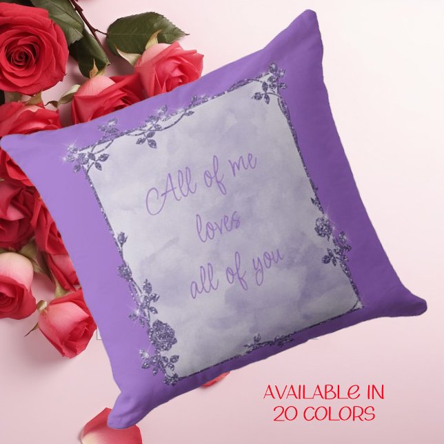 Elegant Amethyst Purple Sparkle Frame Valentine  Throw Pillow (Creator Uploaded)