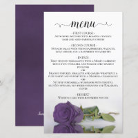 Élégant Améthyste Purple Rose Budget Mariage Menu