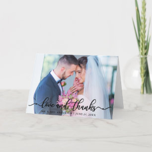 Élégant amour et Merci Mariage photo noir Plier