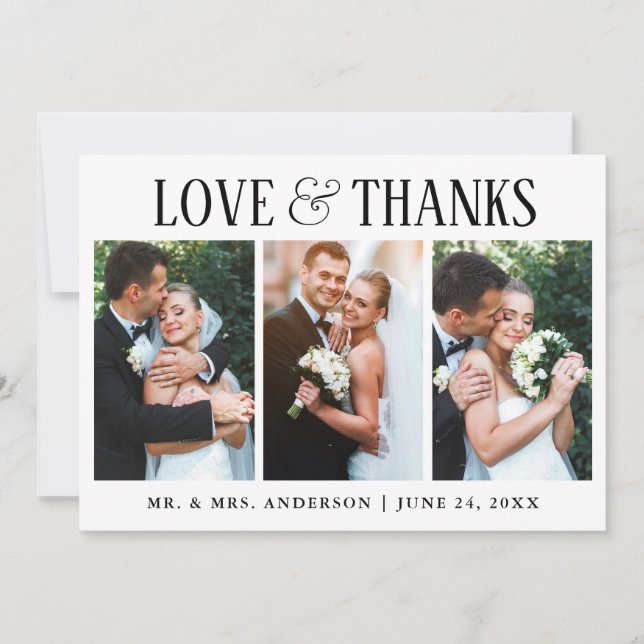 Élégant Amour Moderne et Merci Mariage 3 Photo (Devant)