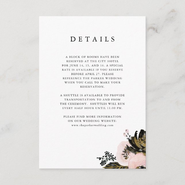 Elegant Ampersand | Black and White Guest Details Enclosure Card (Front)