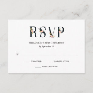 Elegant Ampersand   Black and White Wedding RSVP Card