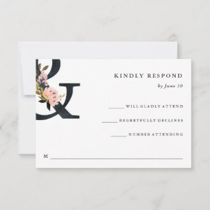 Elegant Ampersand   Black and White Wedding RSVP Card