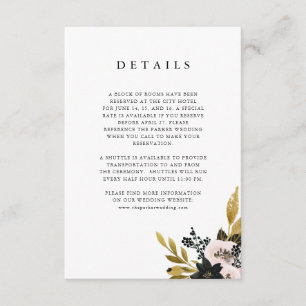 Elegant Ampersand   Gold and Blush Guest Details Enclosure Card