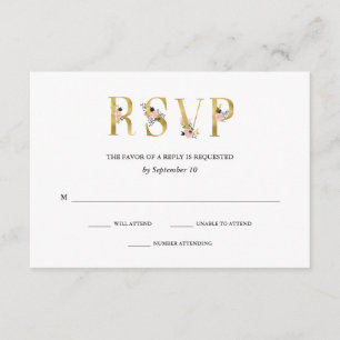 Elegant Ampersand   Gold and Blush Wedding RSVP Card