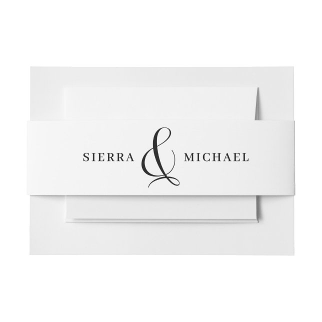 Elegant Ampersand | Personalized Classic Wedding Invitation Belly Band (Front Example)