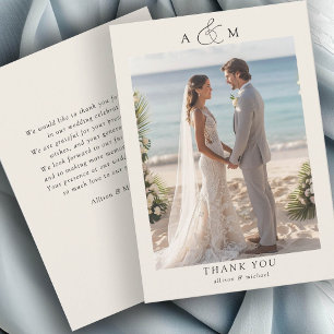 Elegant, ampersand, script font, 1 Photo Thank You Card